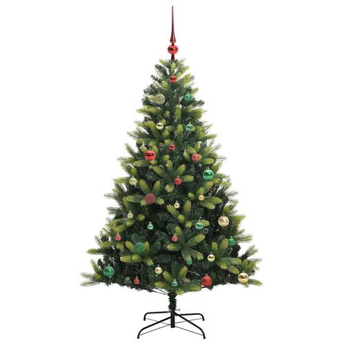 Изкуствен коледен дърво с панти 150 LEDs Зелен 150 cm PVC и PE