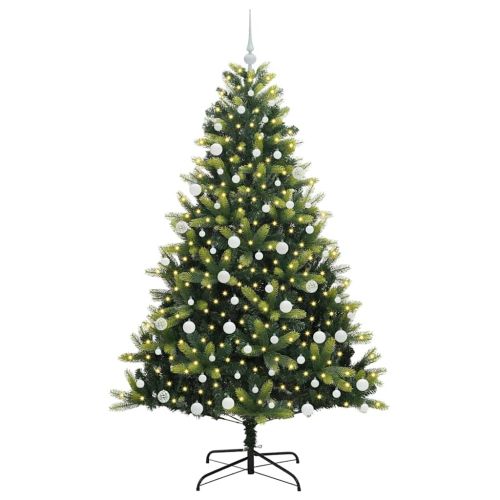 Изкуствен сгъваем коледен дърво с 300 LED светлини Зелен 180 cm