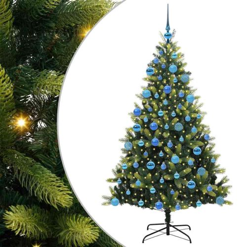 Изкуствен сгъваем коледен дърво с 300 LED светлини Зелен 180 cm