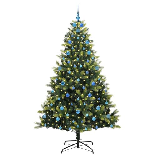 Изкуствен сгъваем коледен дърво с 300 LED светлини Зелен 210 cm