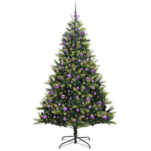 Изкуствен сгъваем коледен дърво с 300 LED светлини Зелен 240 cm