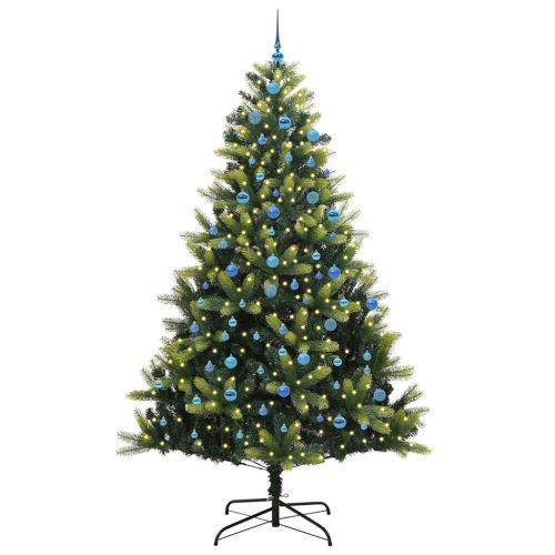 Изкуствен сгъваем коледен дърво с 300 LED светлини Зелен 240 cm