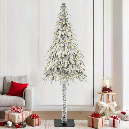 Коледно дърво с 300 LED светодиода Бяло 210 cm ПЕ и стомана