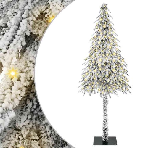 Коледно дърво с 300 LED светодиода Бяло 210 cm ПЕ и стомана