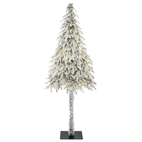 Коледно дърво с 300 LED светодиода Бяло 210 cm ПЕ и стомана