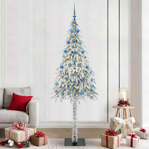 Коледно дърво с 300 LED светодиода Бяло 210 cm ПЕ и стомана
