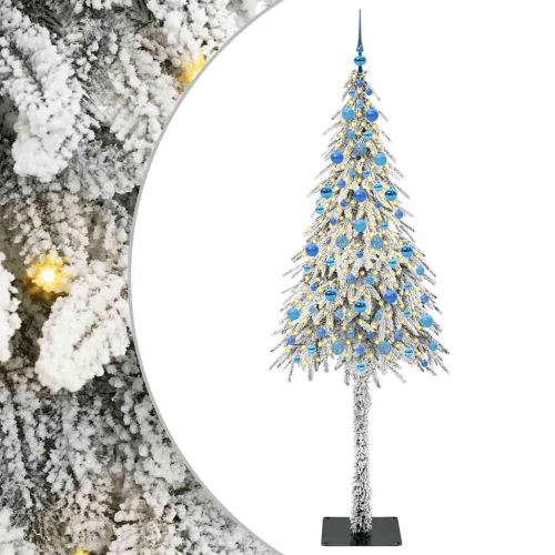 Коледно дърво с 300 LED светодиода Бяло 210 cm ПЕ и стомана