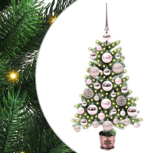 Коледно дърво с 150 LED светодиода с поставка Зелен 65 cm ПЕ