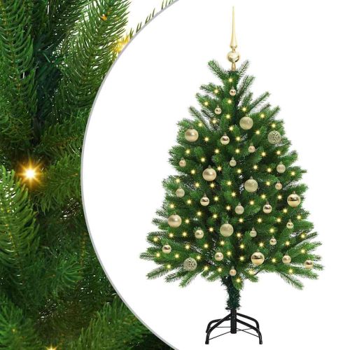 Коледно дърво с 150 LED светодиода с поставка Зелен 120 cm ПЕ