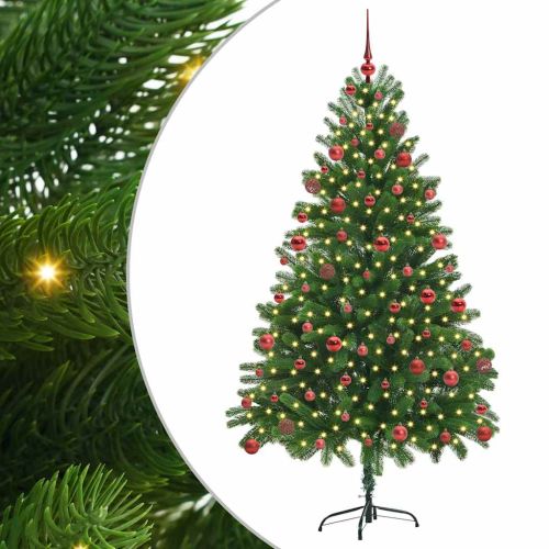 Коледно дърво с 300 LED светодиода с поставка Зелен 180 cm ПЕ