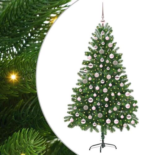 Коледно дърво с 300 LED светодиода с поставка Зелен 180 cm ПЕ