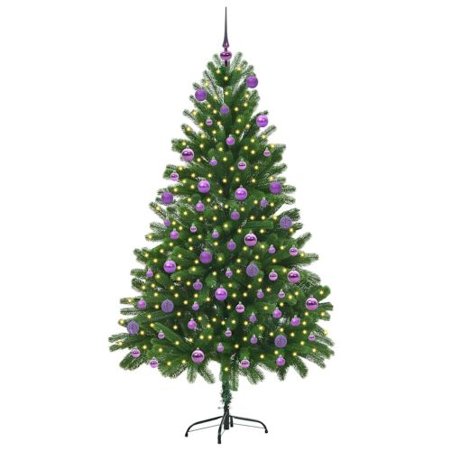 Коледно дърво с 300 LED светодиода с поставка Зелен 180 cm ПЕ
