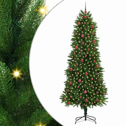 Коледно дърво с 300 LED светодиода с поставка Зелен 240 cm ПЕ