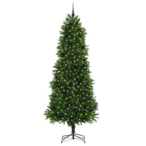 Коледно дърво с 300 LED светодиода с поставка Зелен 240 cm ПЕ