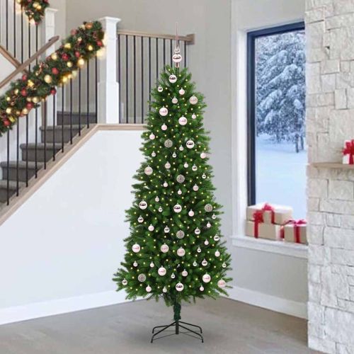 Коледно дърво с 300 LED светодиода с поставка Зелен 240 cm ПЕ