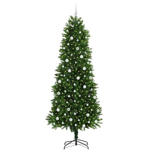 Коледно дърво с 300 LED светодиода с поставка Зелен 240 cm ПЕ