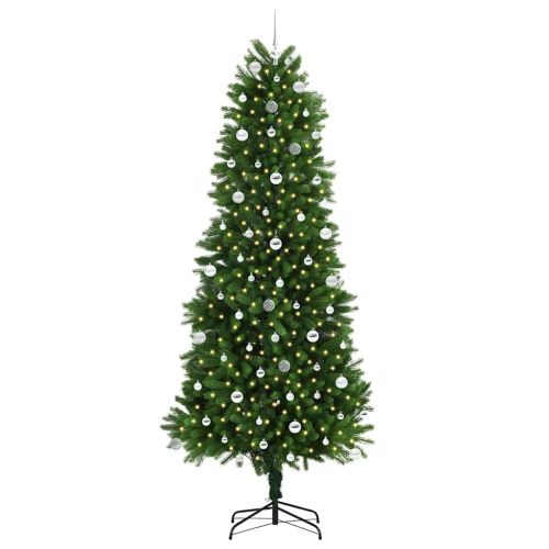 Коледно дърво с 300 LED светодиода с поставка Зелен 240 cm ПЕ