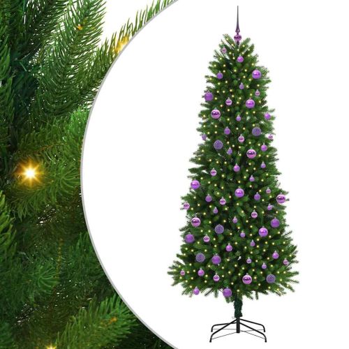 Коледно дърво с 300 LED светодиода с поставка Зелен 240 cm ПЕ