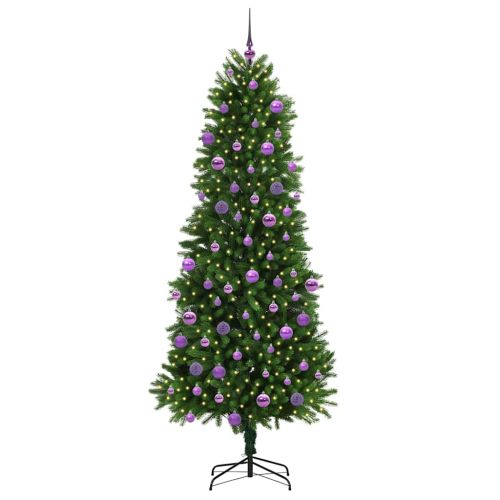 Коледно дърво с 300 LED светодиода с поставка Зелен 240 cm ПЕ