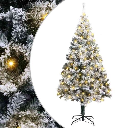С изкуствено коледно дърво с 300 LED светодиода Бяло 180 cm