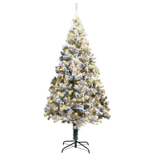 С изкуствено коледно дърво с 300 LED светодиода Бяло 180 cm
