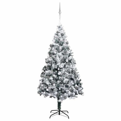 С изкуствено коледно дърво с 300 LED светодиода Бяло 180 cm