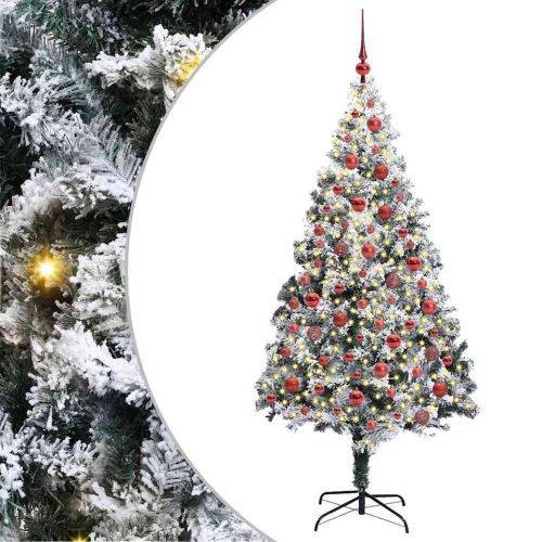 С изкуствено коледно дърво с 300 LED светодиода Бяло 180 cm