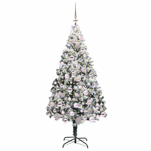 С изкуствено коледно дърво с 300 LED светодиода Бяло 180 cm