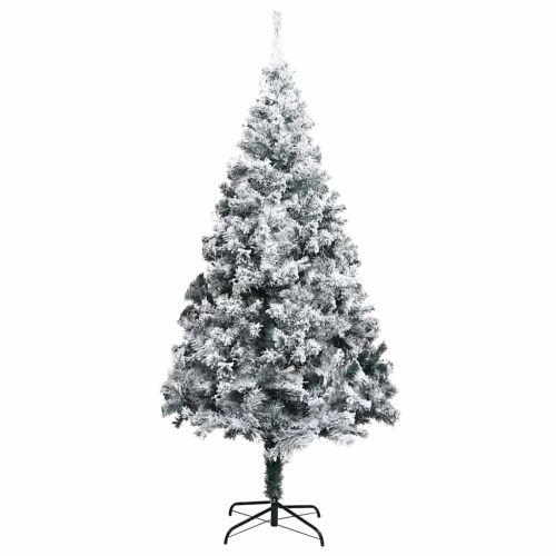 С изкуствено коледно дърво с 300 LED светодиода Бяло 180 cm