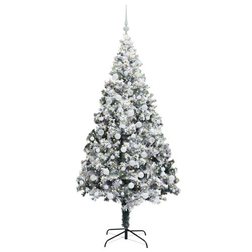 С изкуствено коледно дърво с 300 LED светодиода Бяло 180 cm