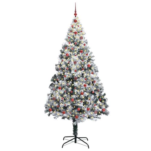 С изкуствено коледно дърво с 300 LED светодиода Бяло 240 cm