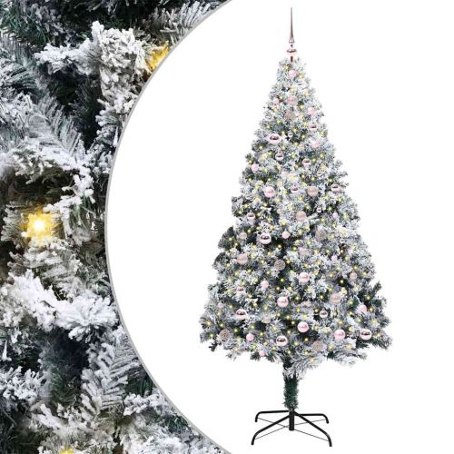 С изкуствено коледно дърво с 300 LED светодиода Бяло 240 cm