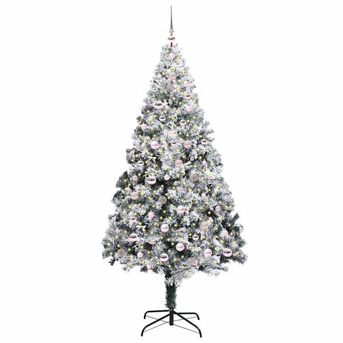 С изкуствено коледно дърво с 300 LED светодиода Бяло 240 cm