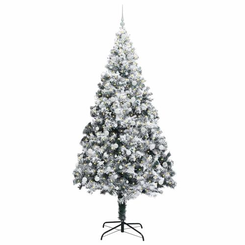 С изкуствено коледно дърво с 300 LED светодиода Бяло 240 cm