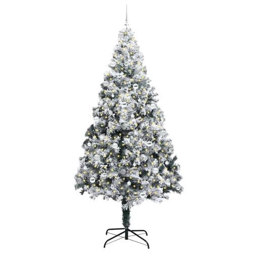 С изкуствено коледно дърво с 300 LED светодиода Бяло 240 cm