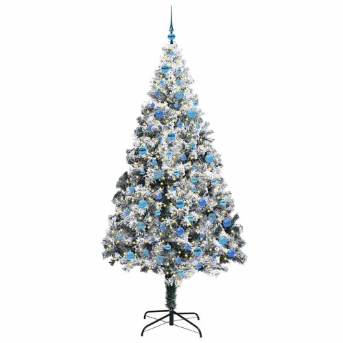 С изкуствено коледно дърво с 300 LED светодиода Бяло 240 cm
