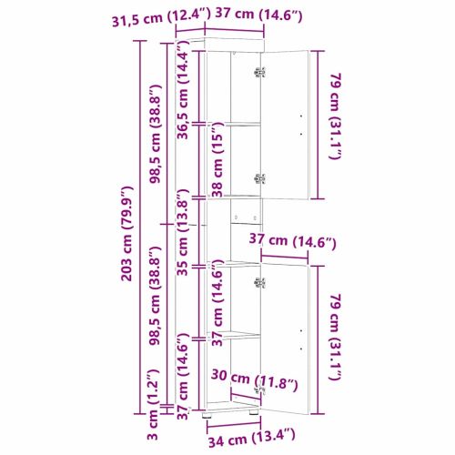 Комплект мебели за баня TULUM 3 pcs Старо дърво 60 x 34 x 63 см