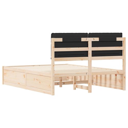 Леглова рамка с тапицирана гръбна част Черно 140 x 200 cm
