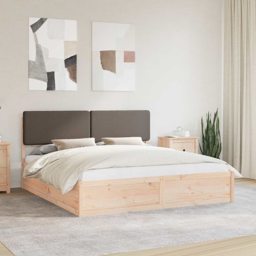 Леглова рамка с тапицирана гръбна част Таупе 180 x 200 cm