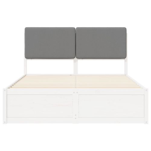 Леглова рамка с тапицирана гръбна част Светлосиво 160 x 200 cm