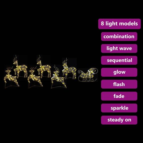 LED елени с 40 LED светодиода 7 pcs Златист PET