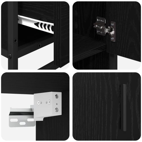 Комплект мебели за баня с рафт 3 pcs Черния дъб Инженерно дърво