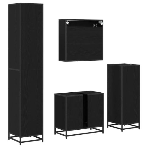 Комплект мебели за баня с рафт 4 pcs Черния дъб Инженерно дърво