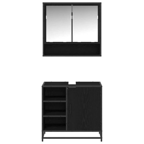 Комплект мебели за баня с рафт 2 pcs Черния дъб Инженерно дърво