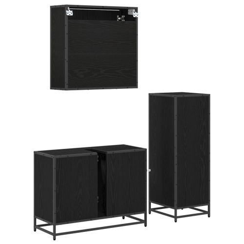 Комплект мебели за баня с рафт 3 pcs Черния дъб Инженерно дърво