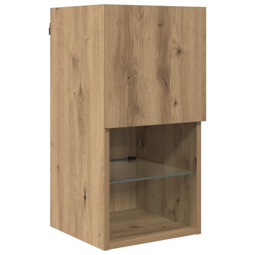 ТВ стенни единици с LED с LED 6 pcs Дъб Инженерно дърво