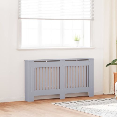 Калъф за радиатор 2 pcs Сив 152 x 19 x 81,5 см Инженерно дърво