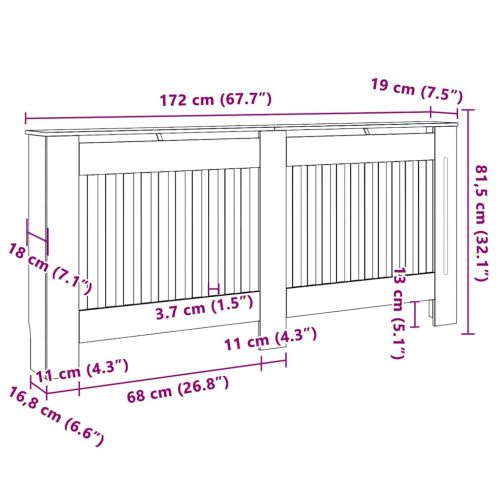 Калъф за радиатор 2 pcs Дъб сонома 172 x 19 x 81,5 см