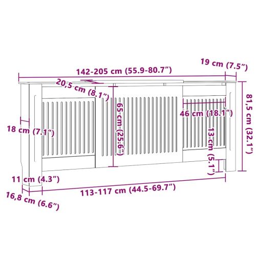Калъф за радиатор 2 pcs Черно 205 x 20,5 x 81,5 см