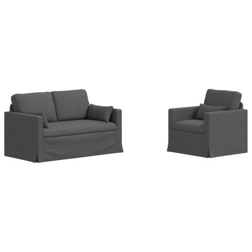 Комплект дивани 2 pcs Тъмен сив 139 x 78 x 80 см текстил